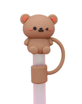 Sip with style and protect your drinks with Classic Brown Teddy Bear Silicone Straw Toppers. Fitting your standard style straws, especially the reusable types, these toppers will plug your straws and keep the elements out.